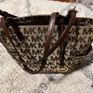 MICHAEL KORS Two-Tone MK Logo Tote Bag